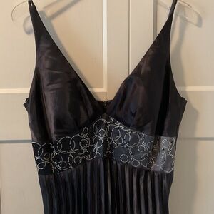 👠 Prom ONYX Nite Elegant Black Satin Women’s Dress with Embellished Waist